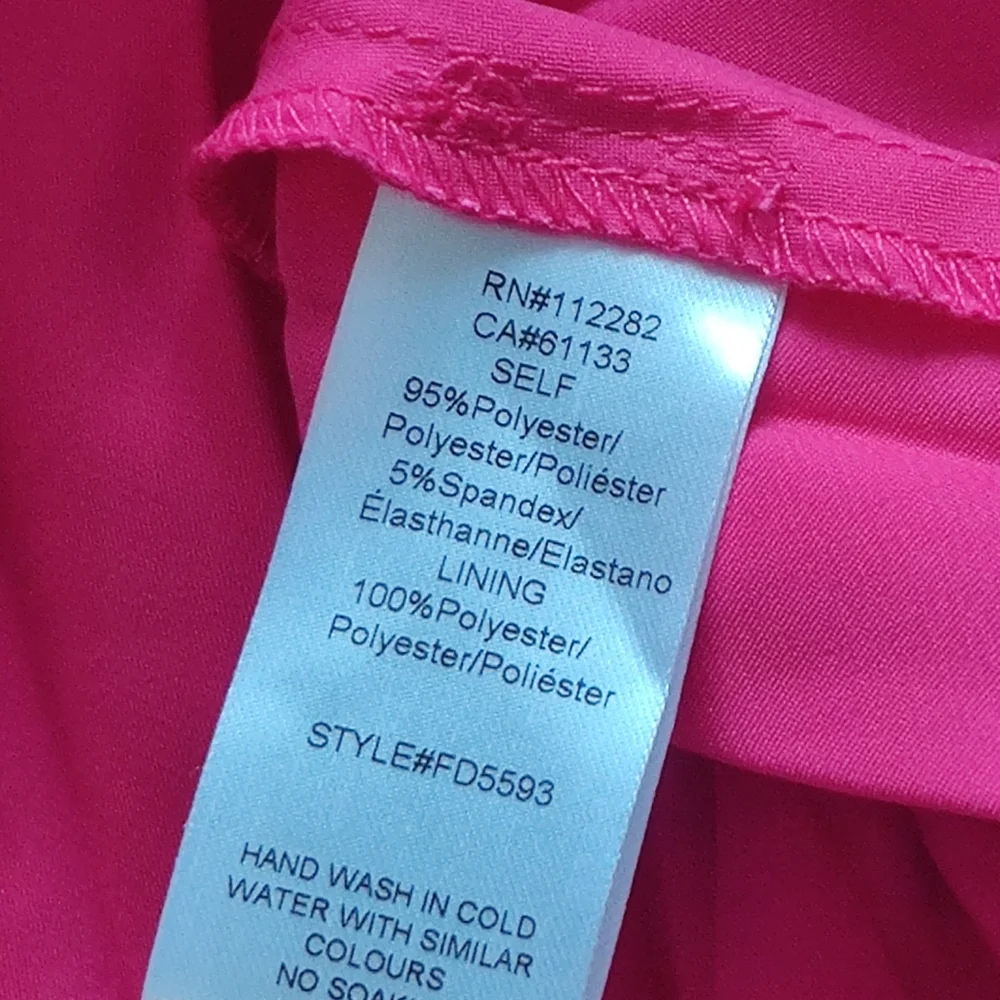 *Adelyn Rae Vibrant Pink Cutout Pleated Satin Dress Balloon Sleeve Size M - Picture 12 of 12